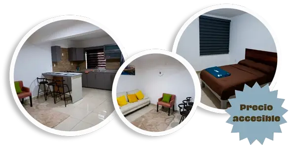 Composición de fotos de Casa Vacacional Doble Z en Mazatlán, incluyendo recámaras, cocina y sala.